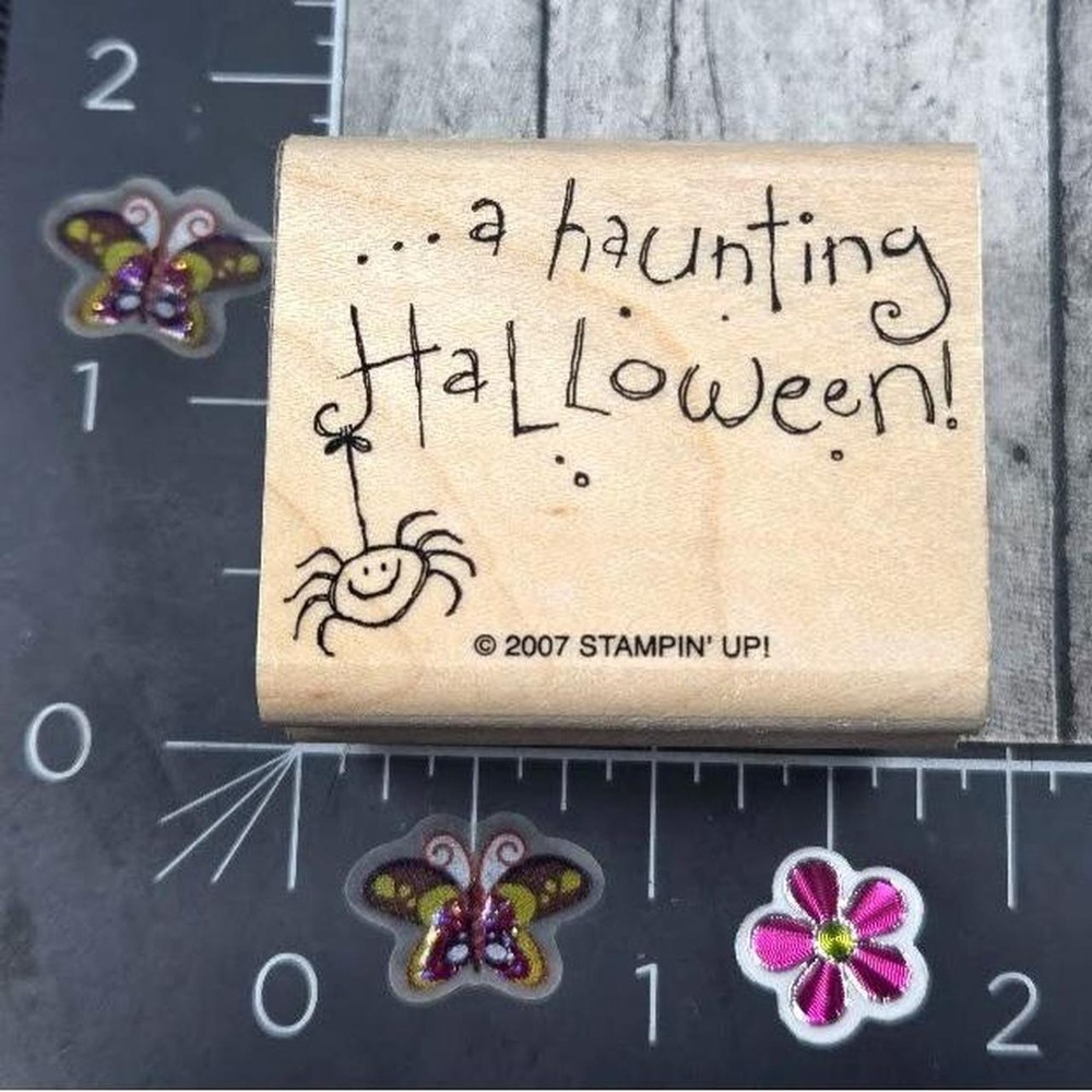 Stampin' Up! A Haunting Halloween Spider 2007 Rubber Stamp Wood #M94